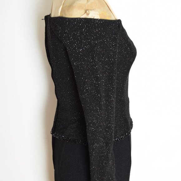 vintage 90s dress Scott McClintock black glitter sparkle whimsigoth prom maxi XS - Picture 5 of 8